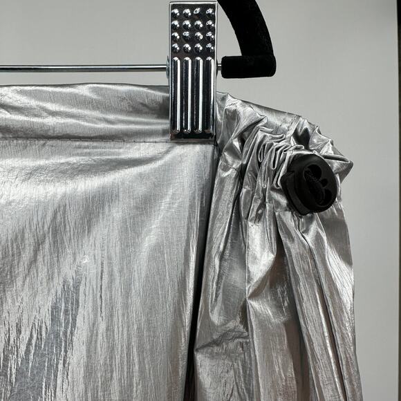 Vinyl Icons Metallic Foil Parachute Pants WMNS XL Silver Elastic Waist High Rise - Picture 6 of 10